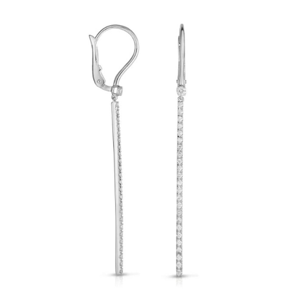 14k White Gold Diamond Matchstick Dangles
